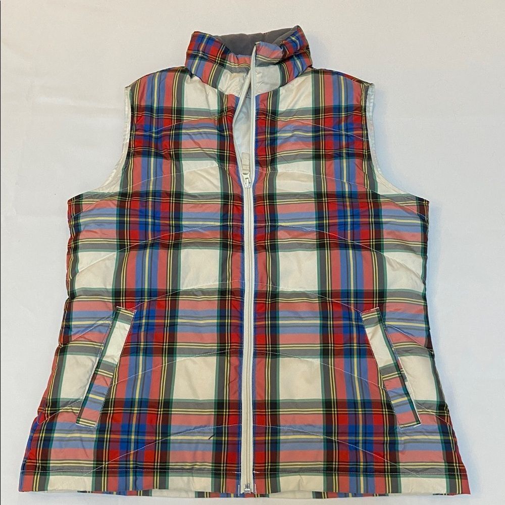Lands' End Multicolor Plaid Puffer Vest